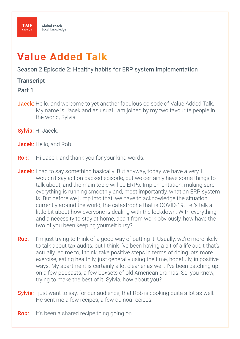 Value Added Talk Season 2 Episode 2: Healthy Habits for ERP System Implementation Transcript Part 1