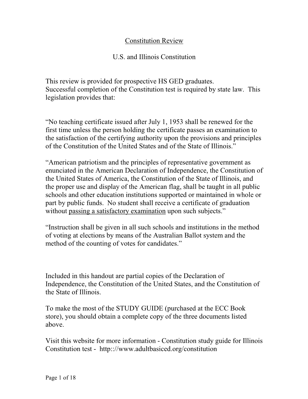 Constitution Review Sheet