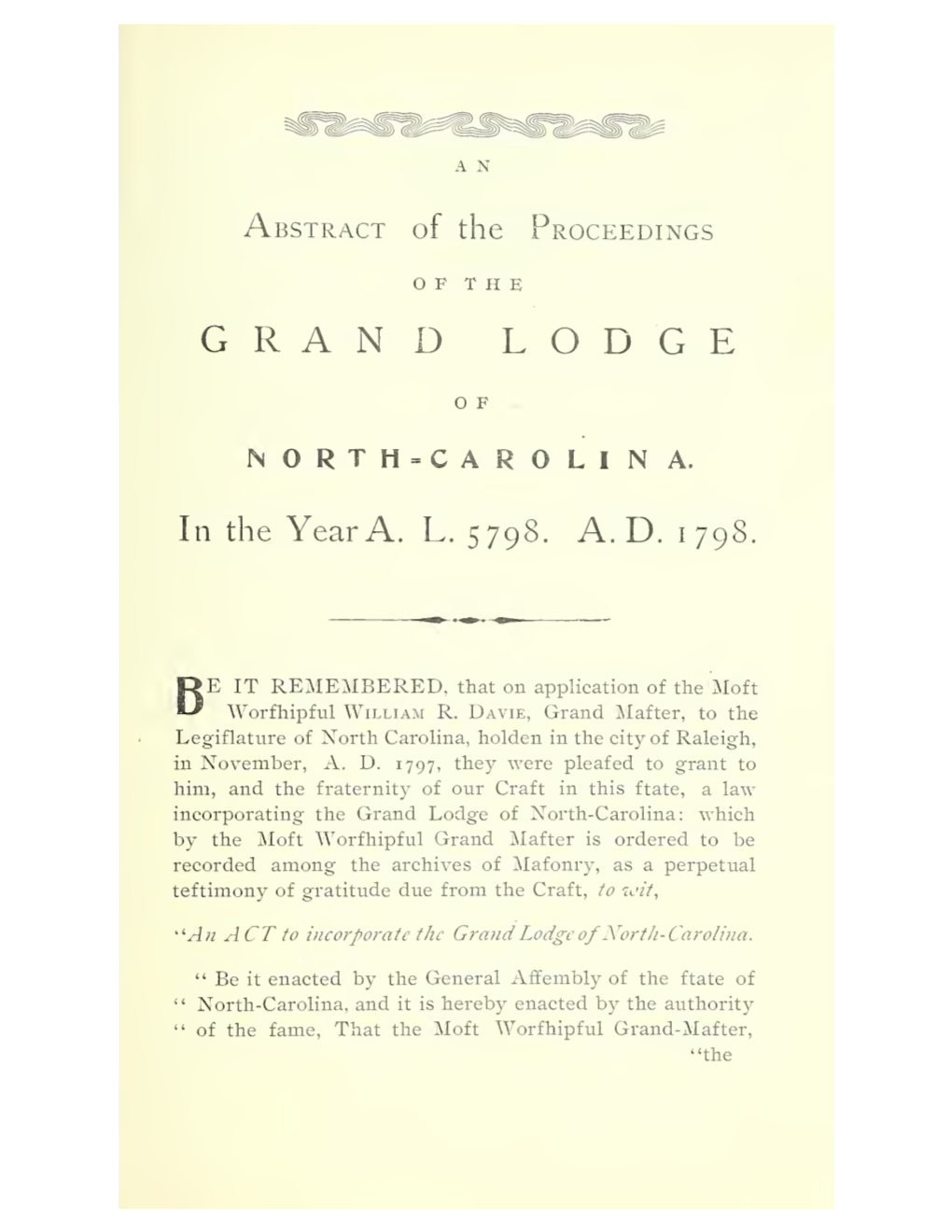 Abstract of the Proceedings of the GRAND LODGE