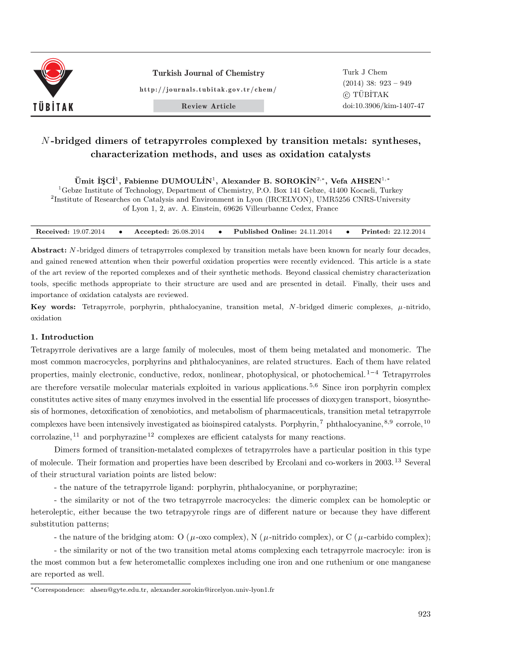 N -Bridged Dimers of Tetrapyrroles Complexed by Transition Metals: Syntheses, Characterization Methods, and Uses As Oxidation Catalysts