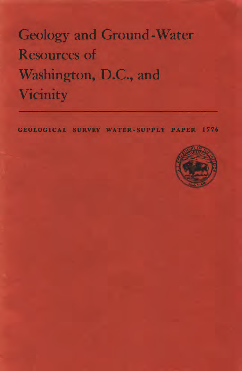 Geology and Ground-Water Resources of Washington, DC