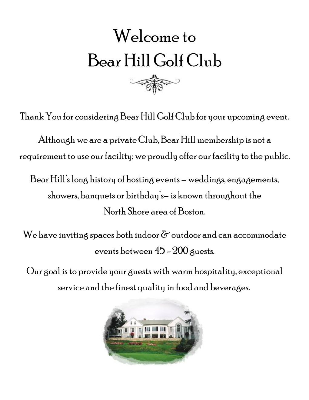 Welcome to Bear Hill Golf Club