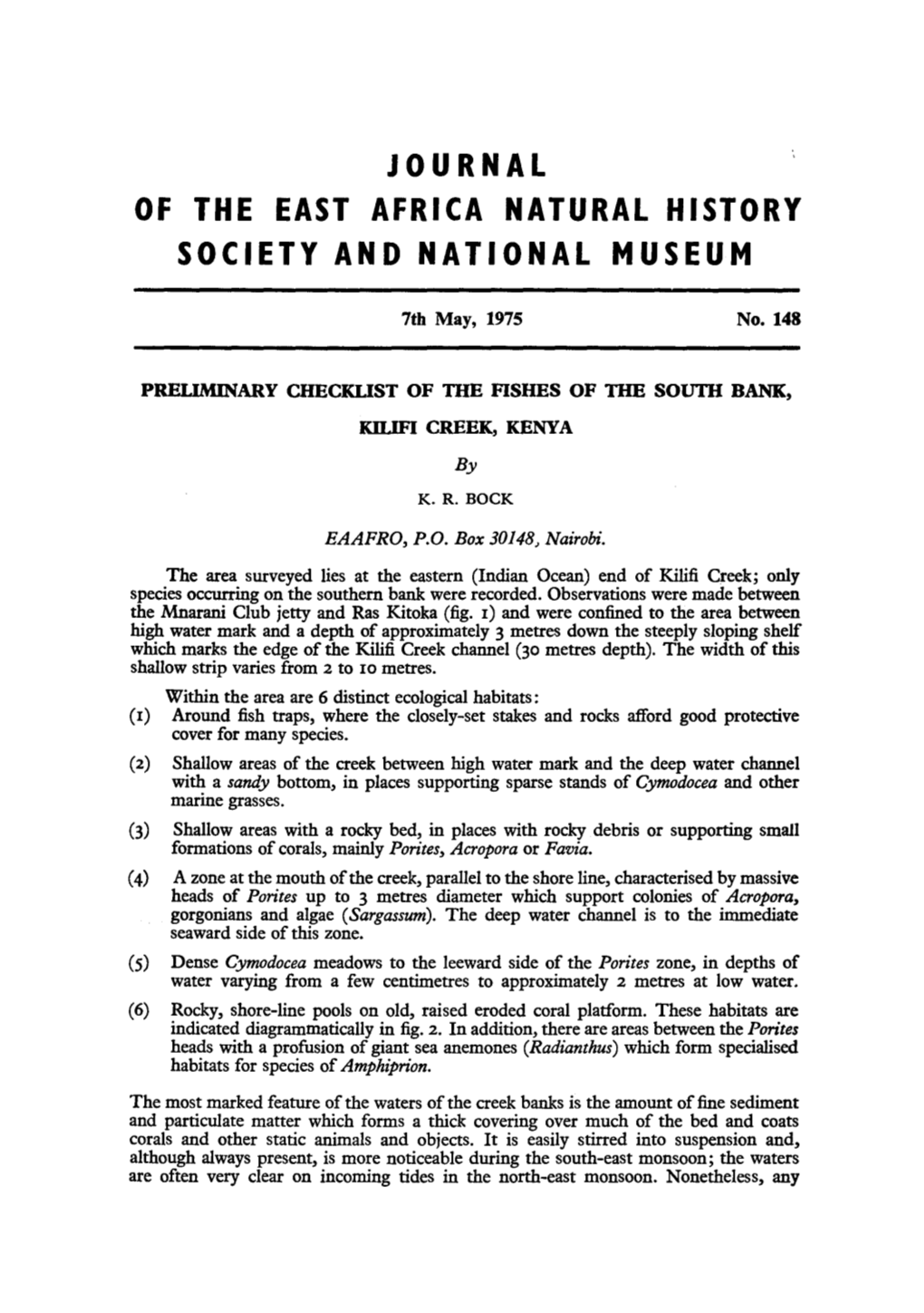 Journal of the East Africa Natural History Society