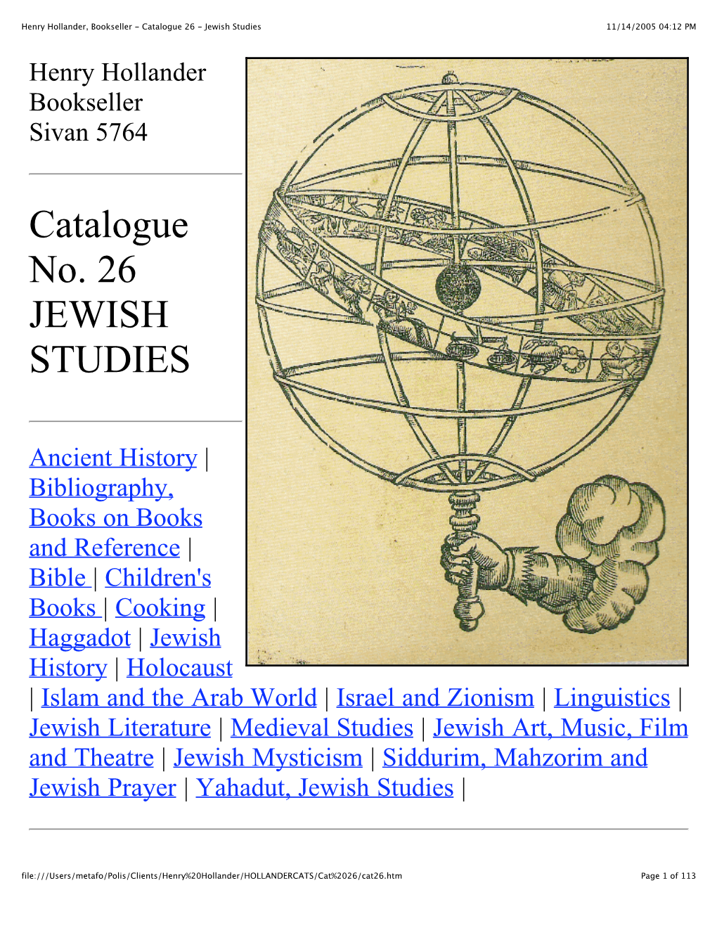 Catalogue 26 - Jewish Studies 11/14/2005 04:12 PM