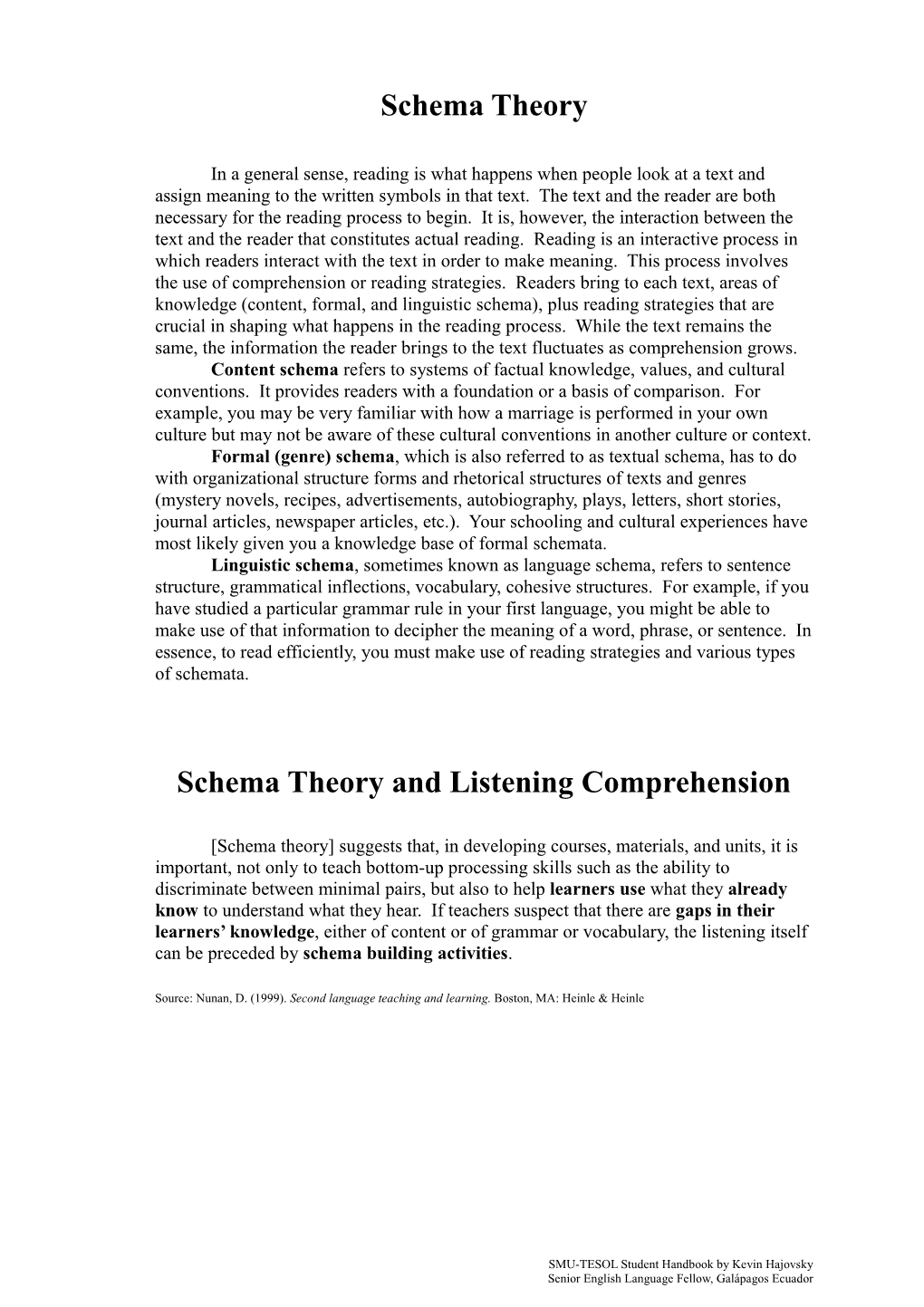 Schema Theory