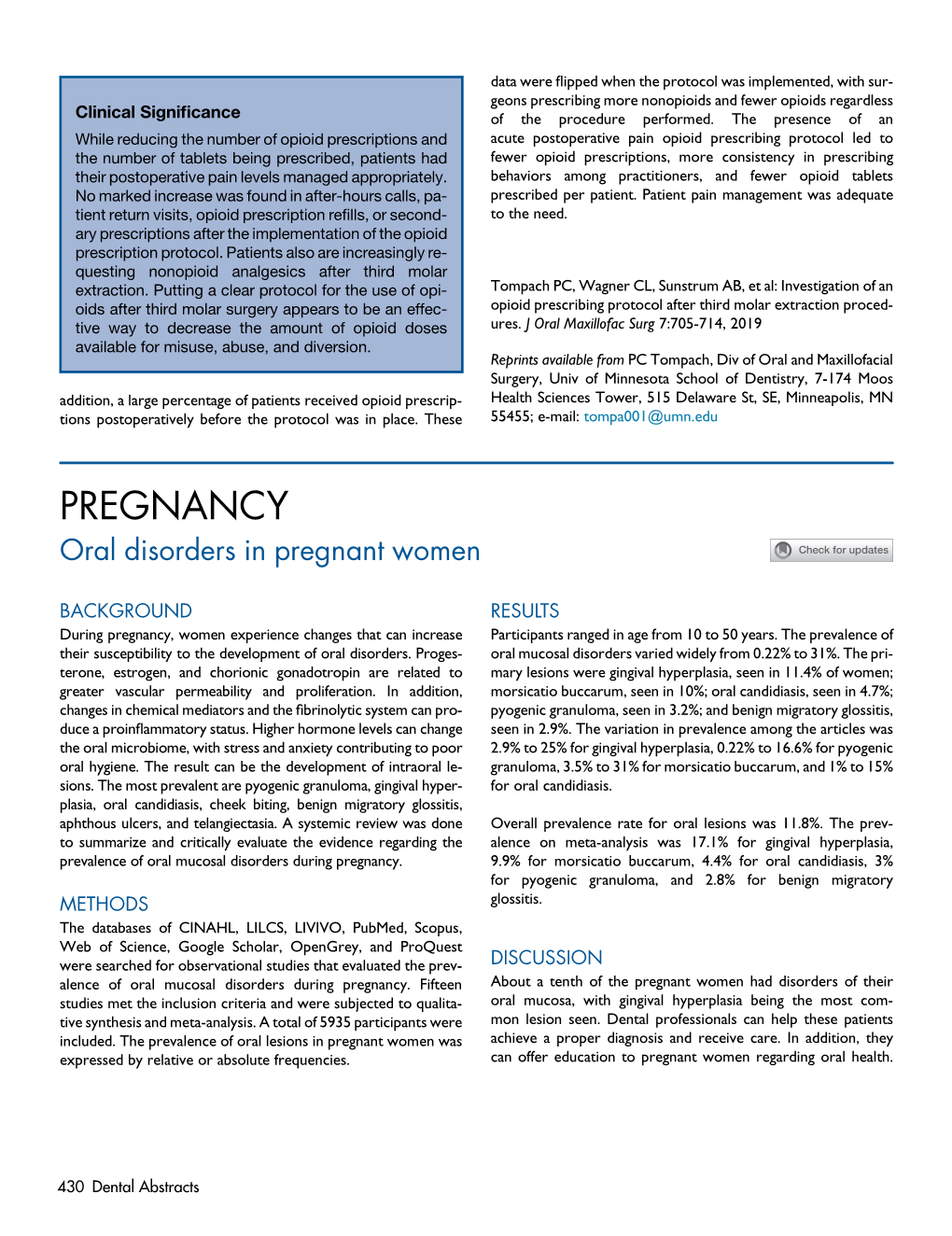 Oral Disorders in Pregnant Women