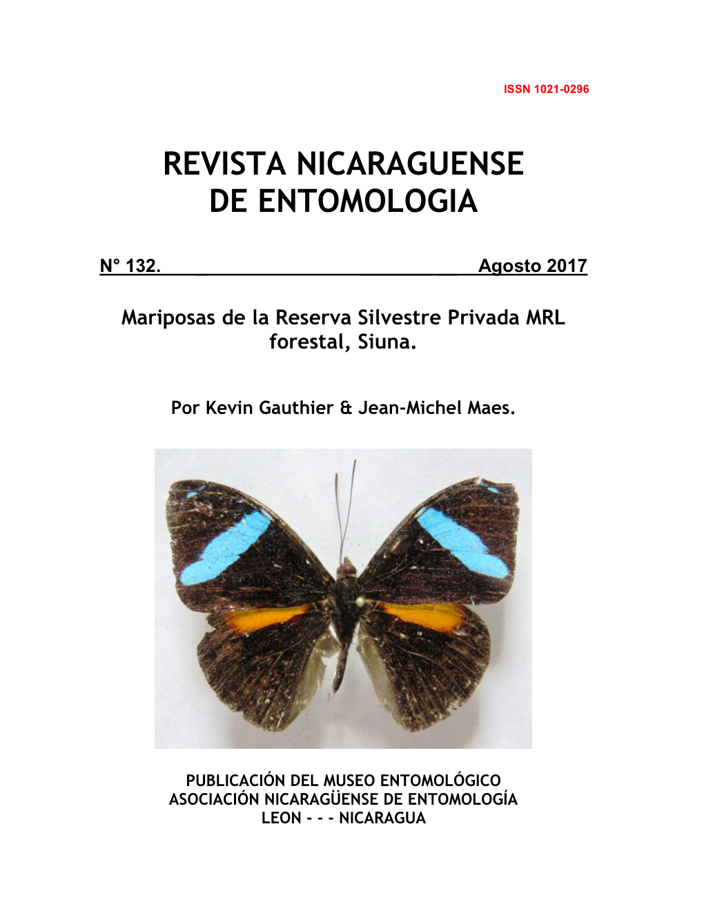 Mariposas De La Reserva Silvestre Privada MRL Forestal, Siuna