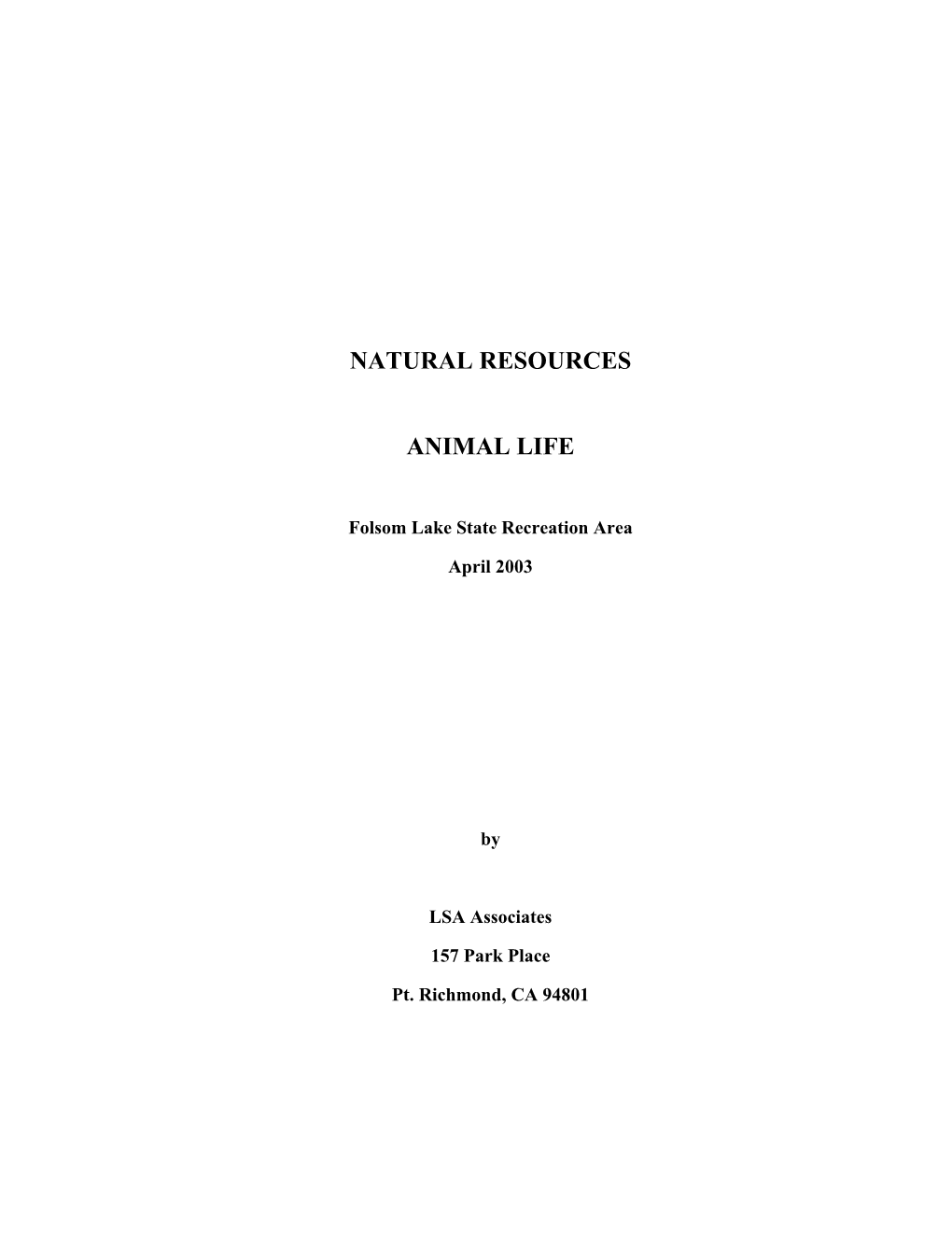 Natural Resources Animal Life