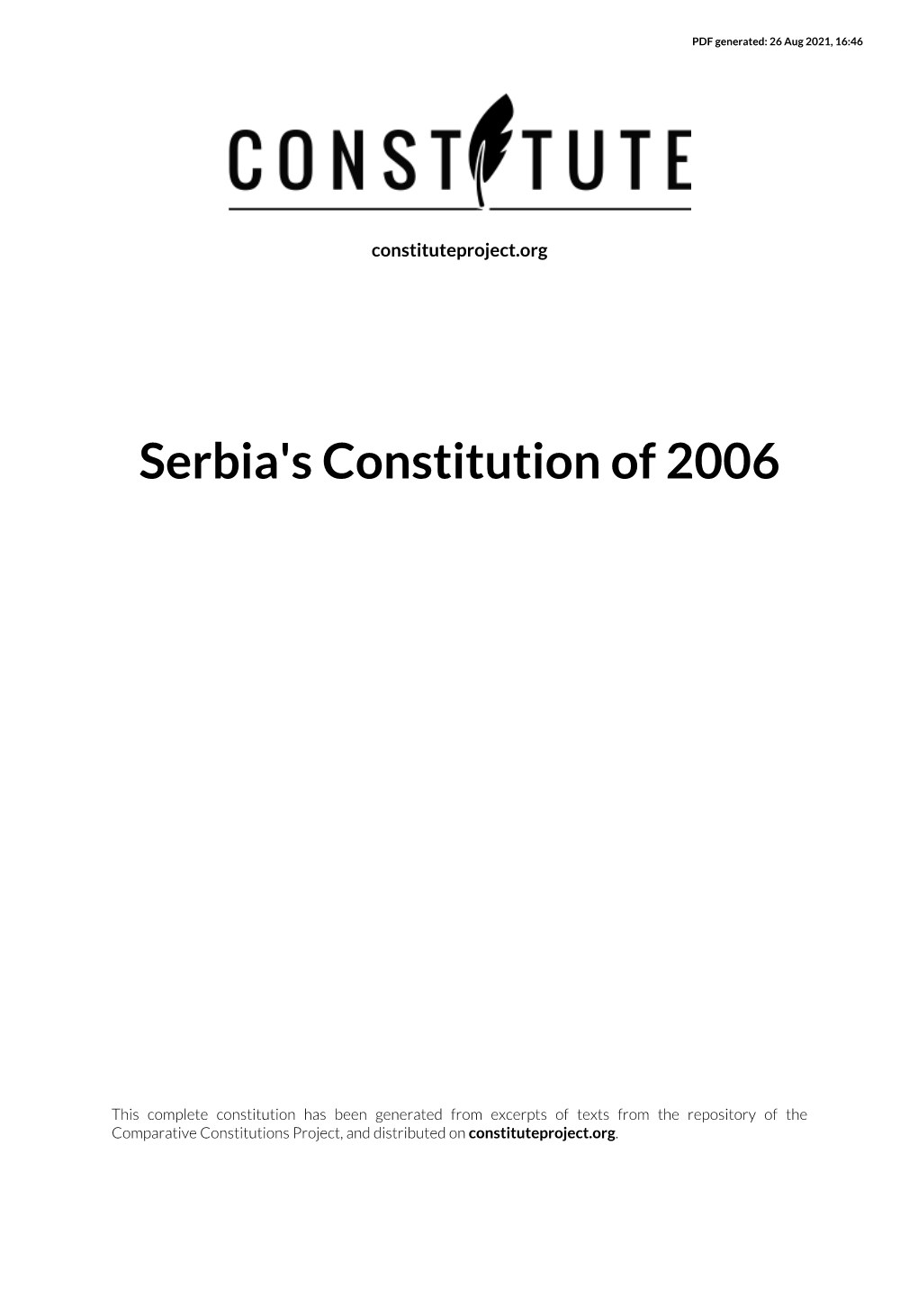 Serbia's Constitution of 2006
