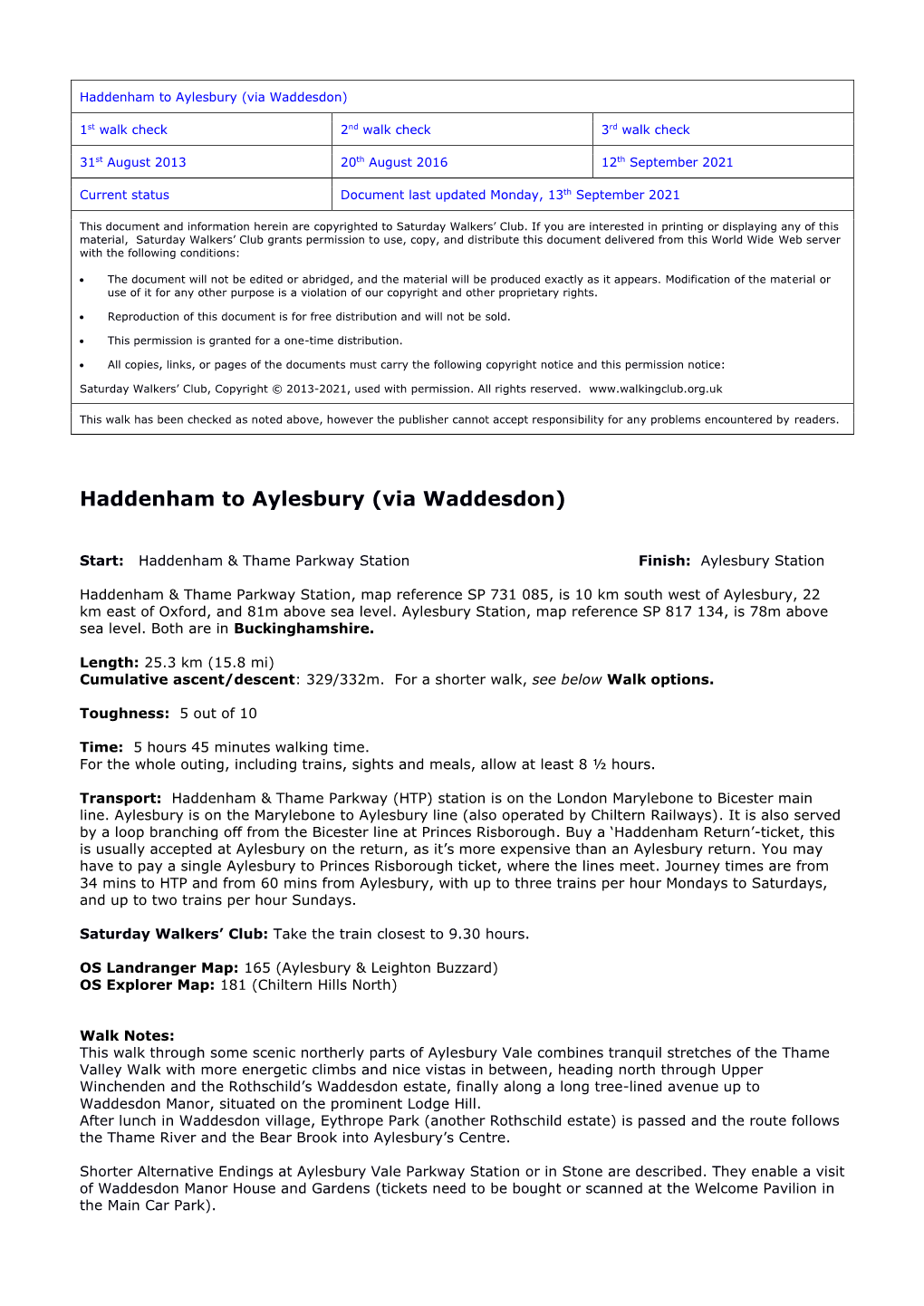 Haddenham to Aylesbury (Via Waddesdon)