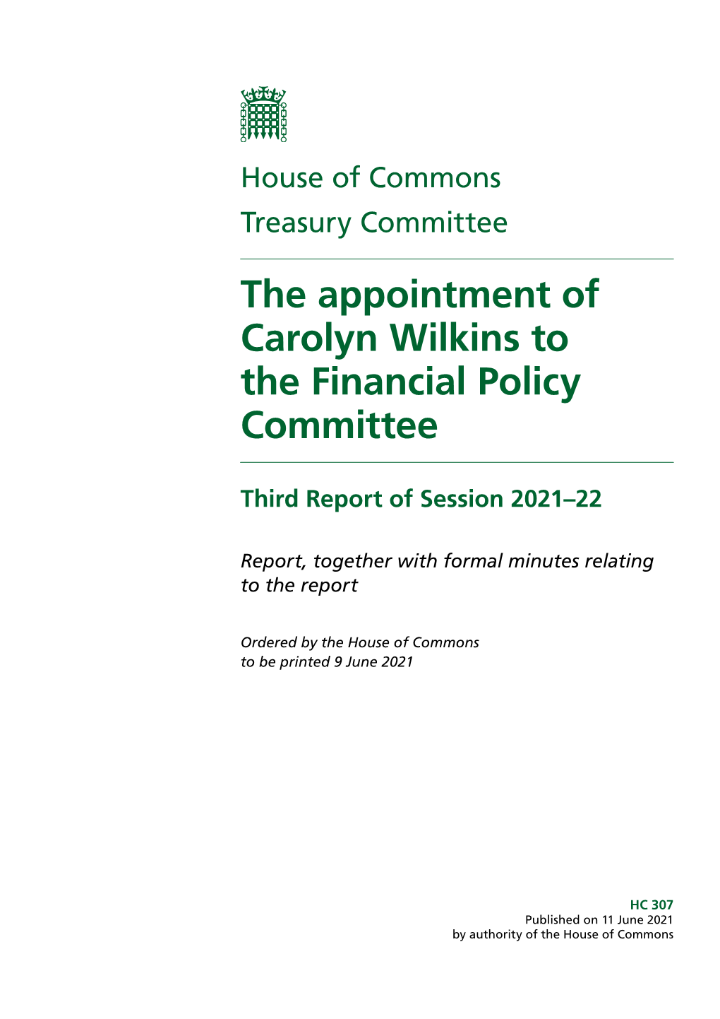 Appointment of Carolyn Wilkins to the Financial Policy Committee