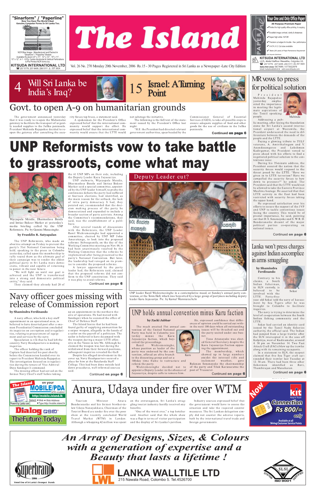 UNP Reformists Vow to Take Battle to Grassroots, Come What