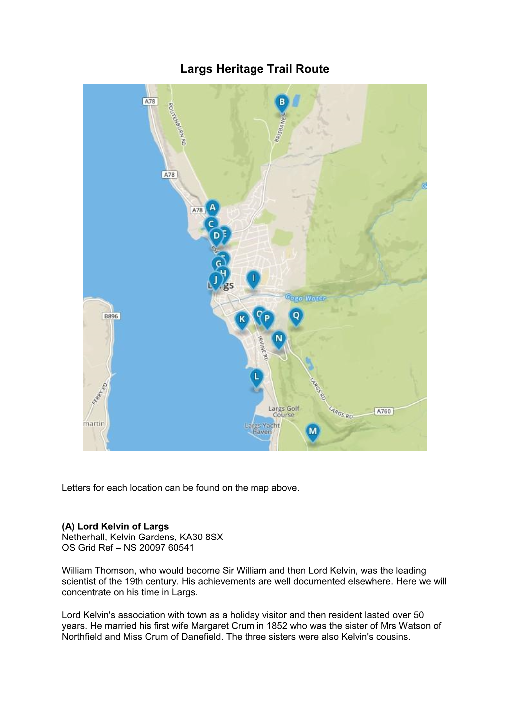 Largs Heritage Trail Route