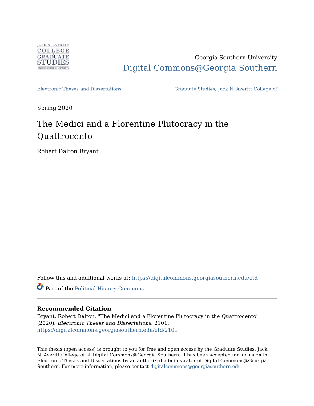 The Medici and a Florentine Plutocracy in the Quattrocento