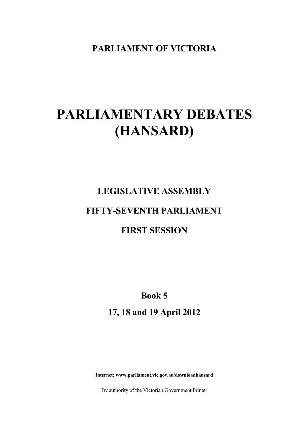 Book 5 17, 18 and 19 April 2012