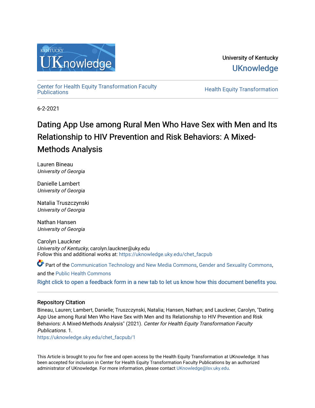 Dating App Use Among Rural Men Who Have Sex with Men and Its Relationship to HIV Prevention and Risk Behaviors: a Mixed- Methods Analysis