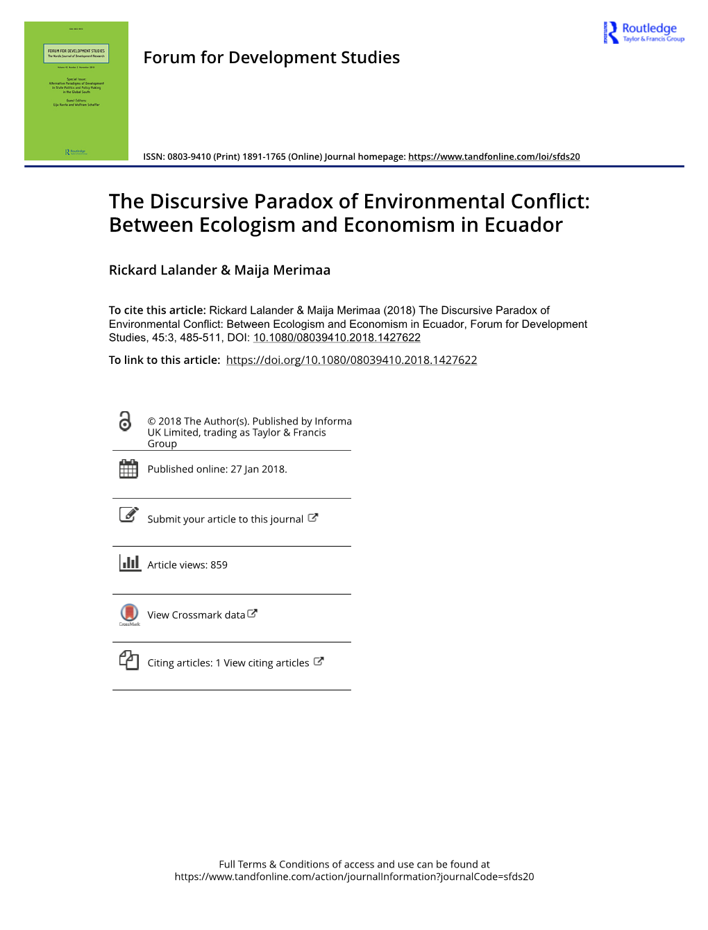 Between Ecologism and Economism in Ecuador