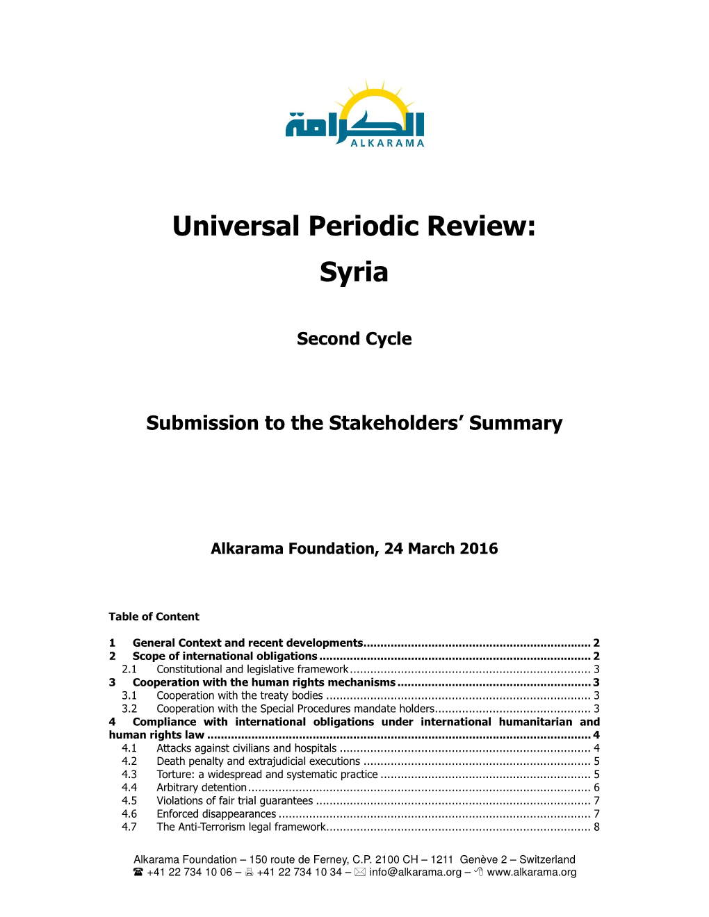 Universal Periodic Review: Syria