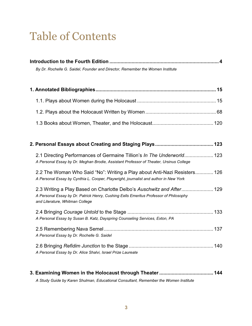 Table of Contents