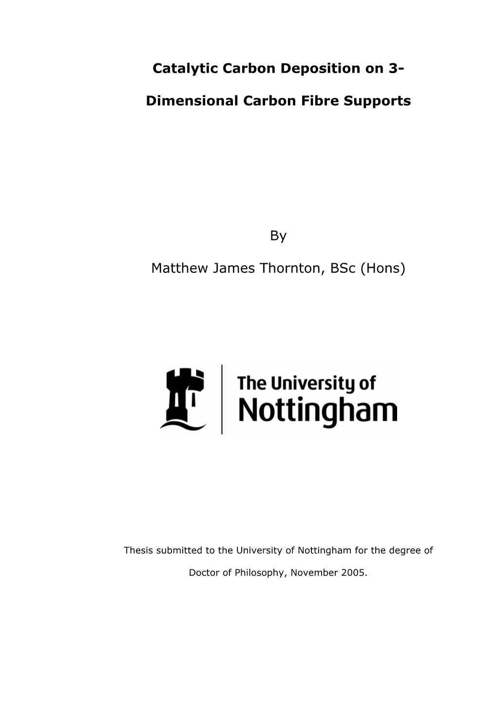 Catalytic Carbon Deposition on 3