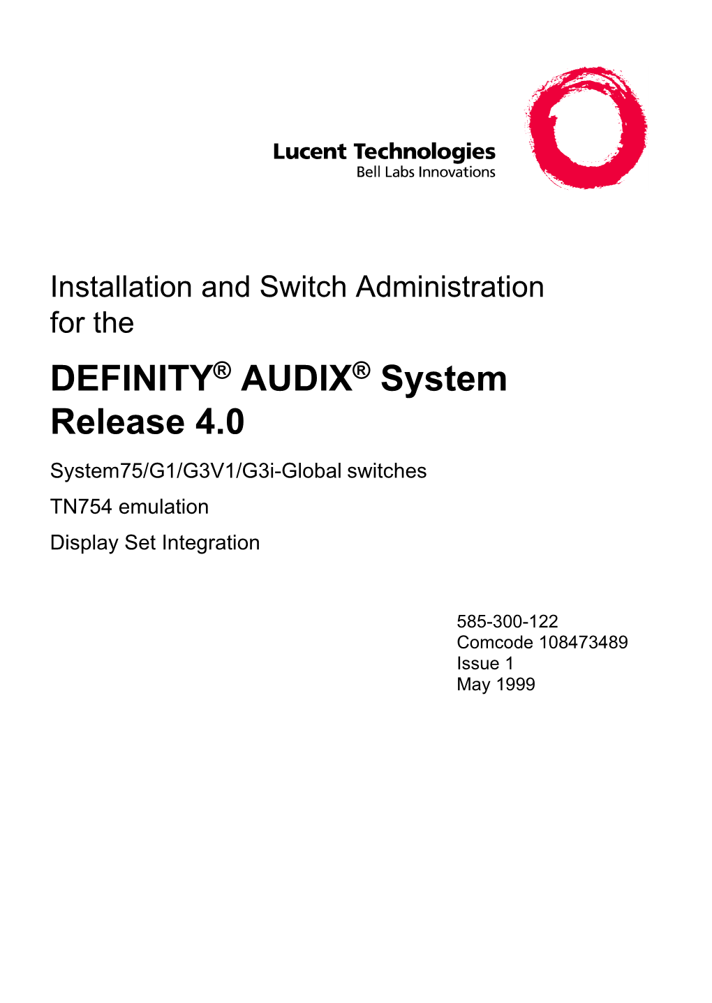 DEFINITY® AUDIX® System Release 4.0