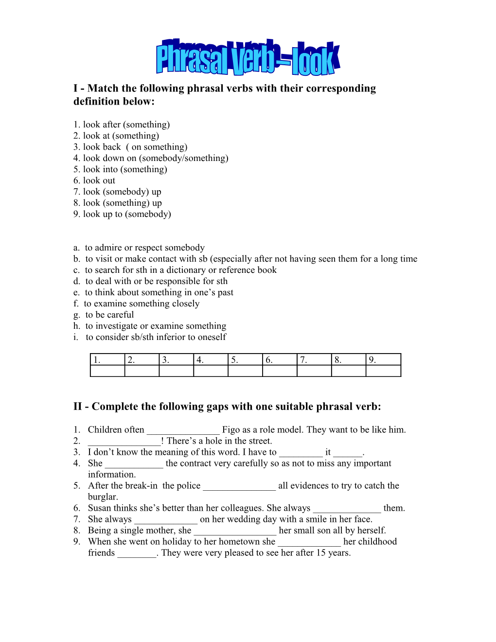 Phrasal Verb Look