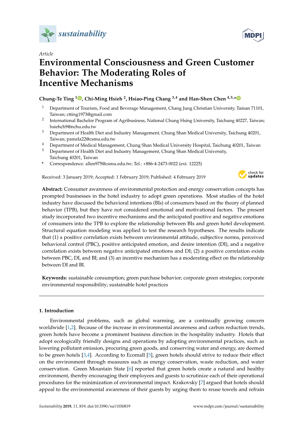 Environmental Consciousness and Green Customer Behavior: the Moderating Roles of Incentive Mechanisms