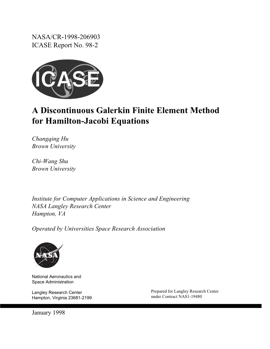 A Discontinuous Galerkin Finite Element Method for Hamilton-Jacobi Equations