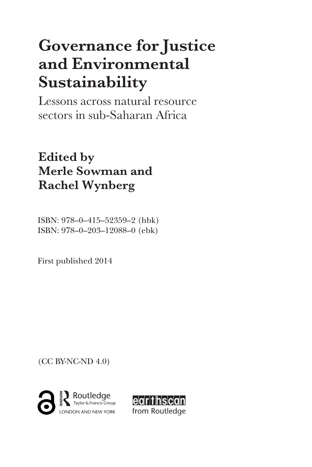 Governance, Equity and Sustainability in Sub-Saharan Africa: an Introduction to the Discourse