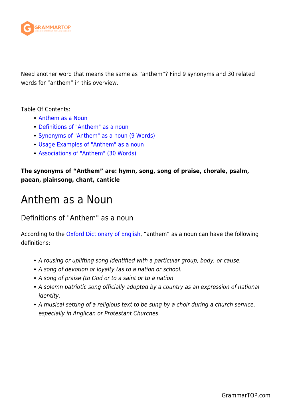 Synonyms and Related Words. What Is Another Word for ANTHEM?