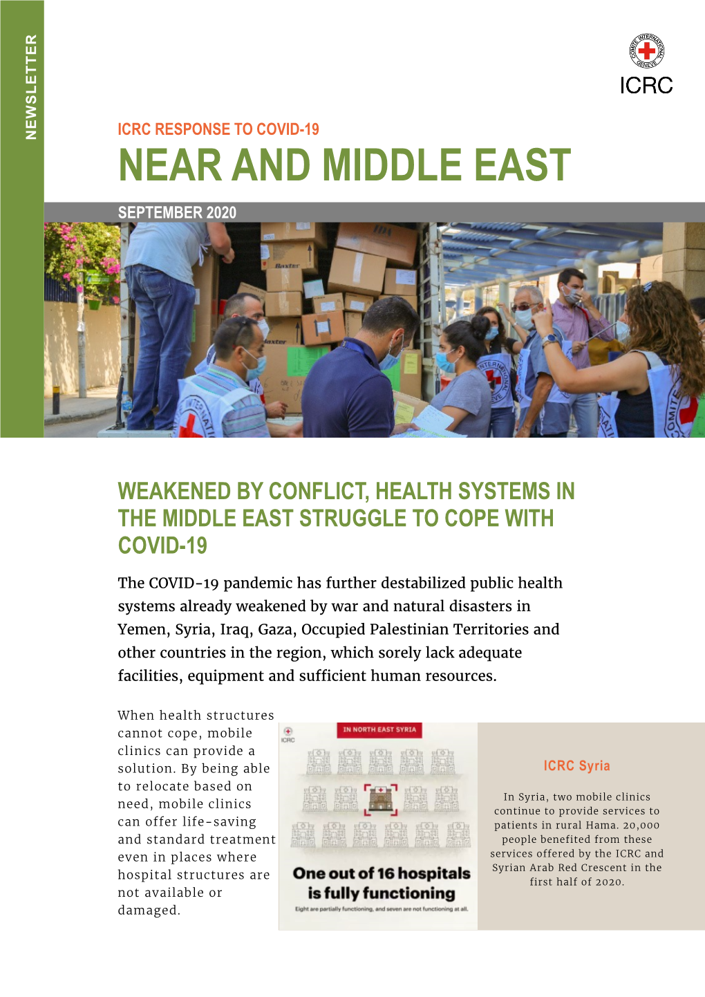 Icrc Response to Covid-19 Newsletter Near and Middle East September 2020