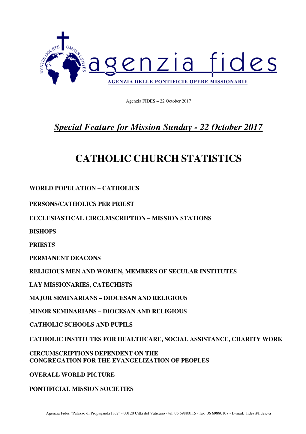 Catholic Church Statistics