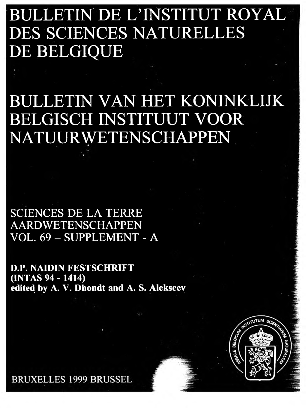 Bulletin De L'institut Royal Des Sciences Naturelles De