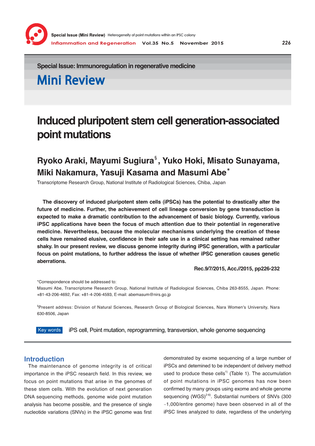 Induced Pluripotent Stem Cell Generation-Associated Point Mutations