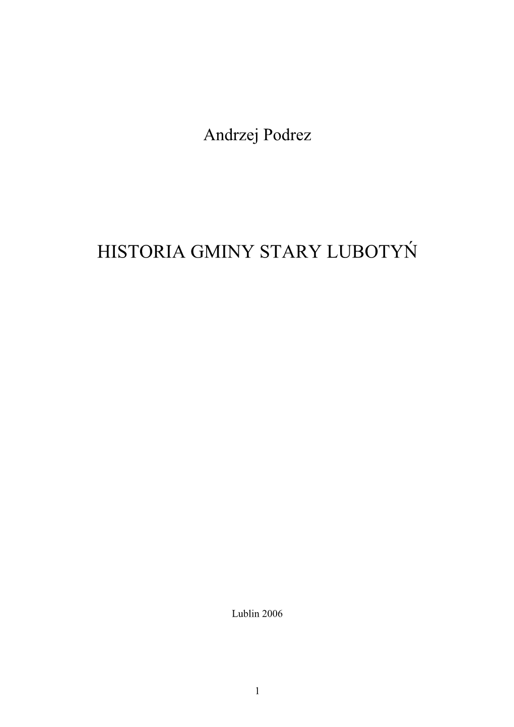 Historia Gminy Stary Lubotyń