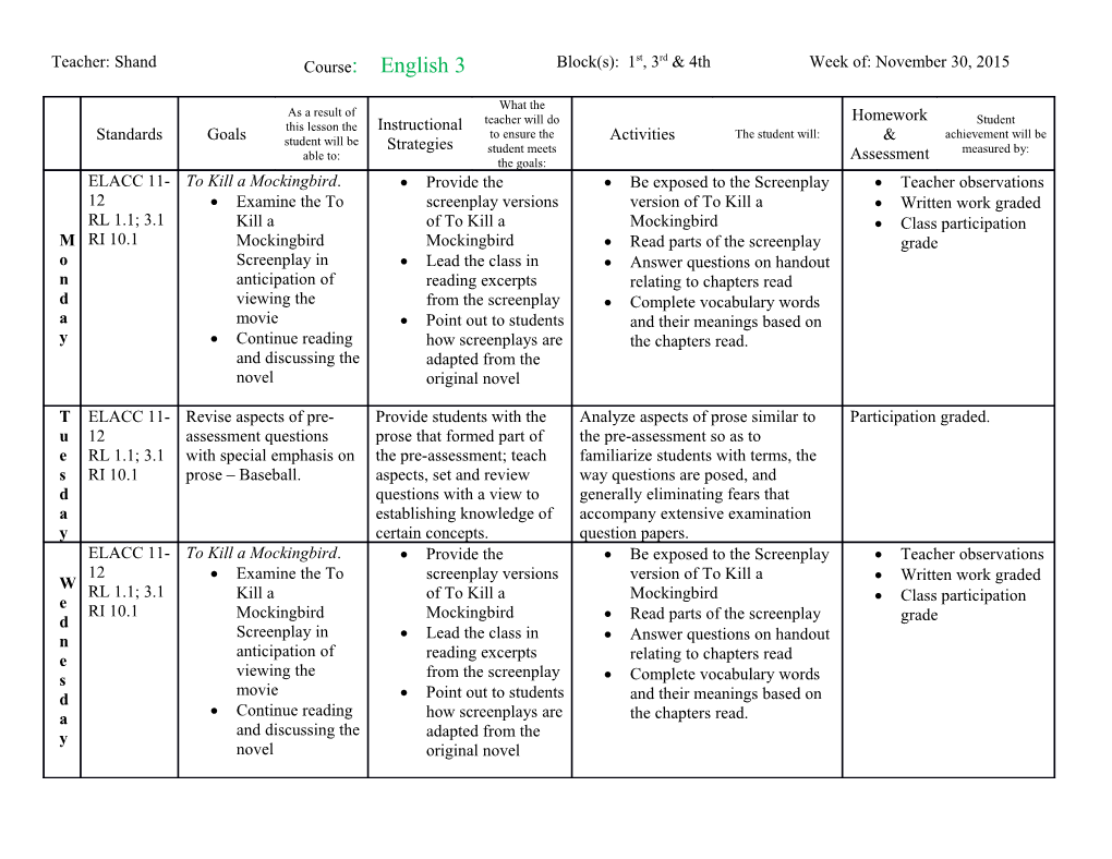 * All Plans Are Subject to Change. Student Progress Will Be Monitored and Adjustments Will s1