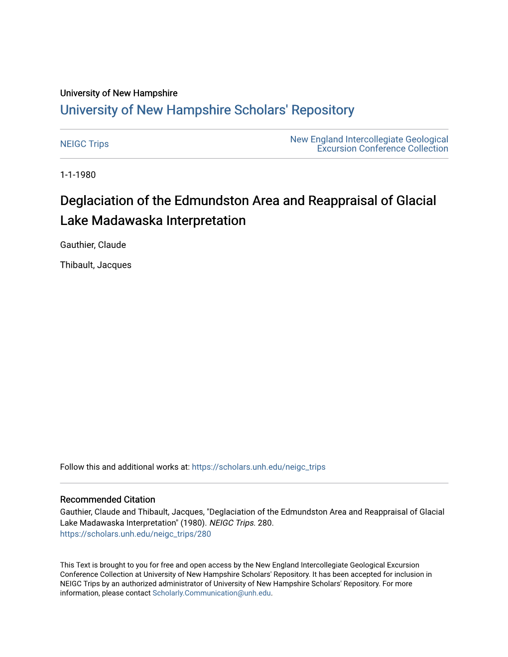 Deglaciation of the Edmundston Area and Reappraisal of Glacial Lake Madawaska Interpretation