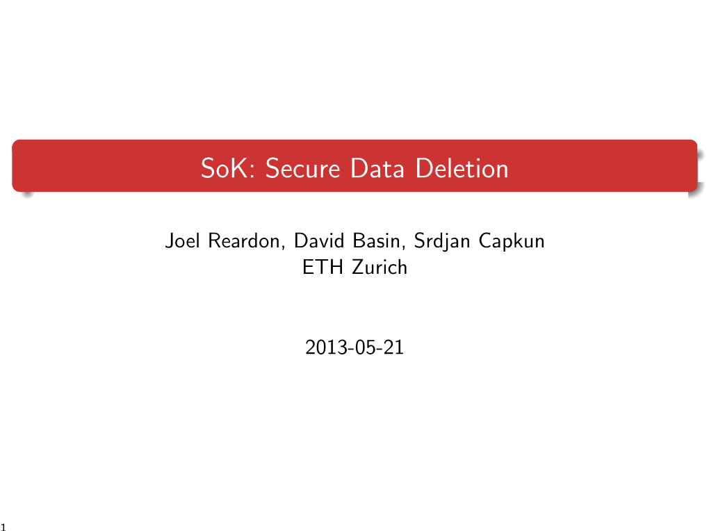 Sok: Secure Data Deletion