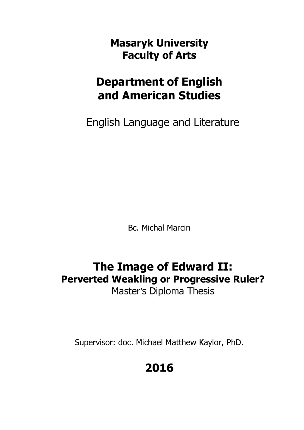 Department of English and American Studies the Image
