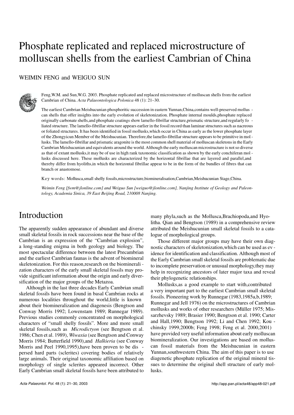 Phosphate Replicated and Replaced Microstructure of Molluscan Shells from the Earliest Cambrian of China