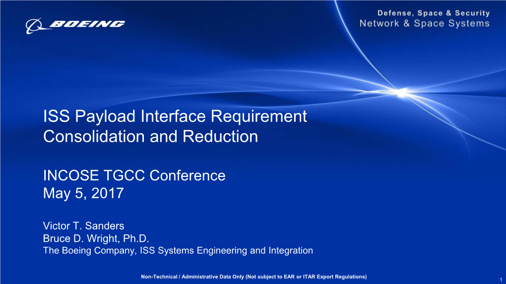 ISS Payload Interface Requirement Consolidation and Reduction