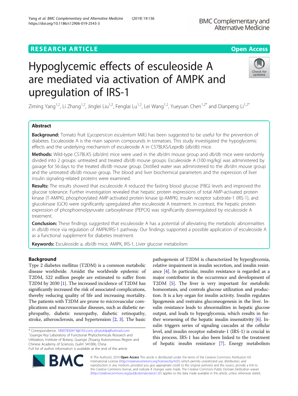 Hypoglycemic Effects of Esculeoside a Are Mediated Via Activation Of