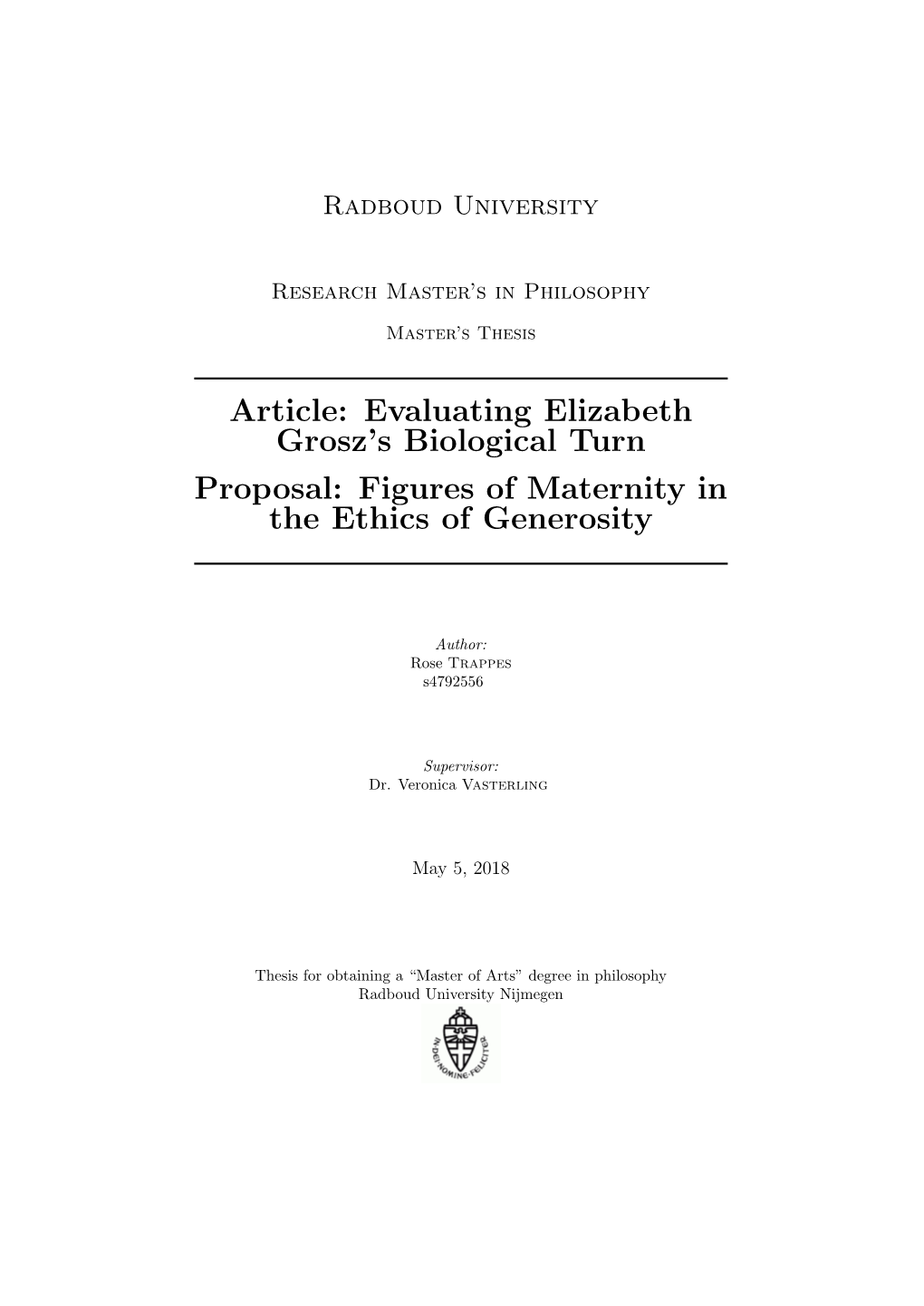 Article: Evaluating Elizabeth Grosz's Biological Turn Proposal: Figures Of