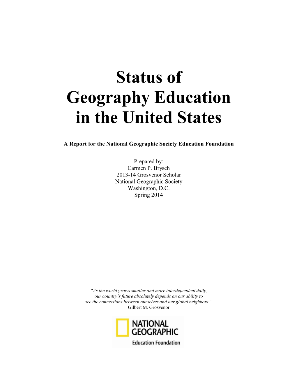 Status of Geography Education in the United States