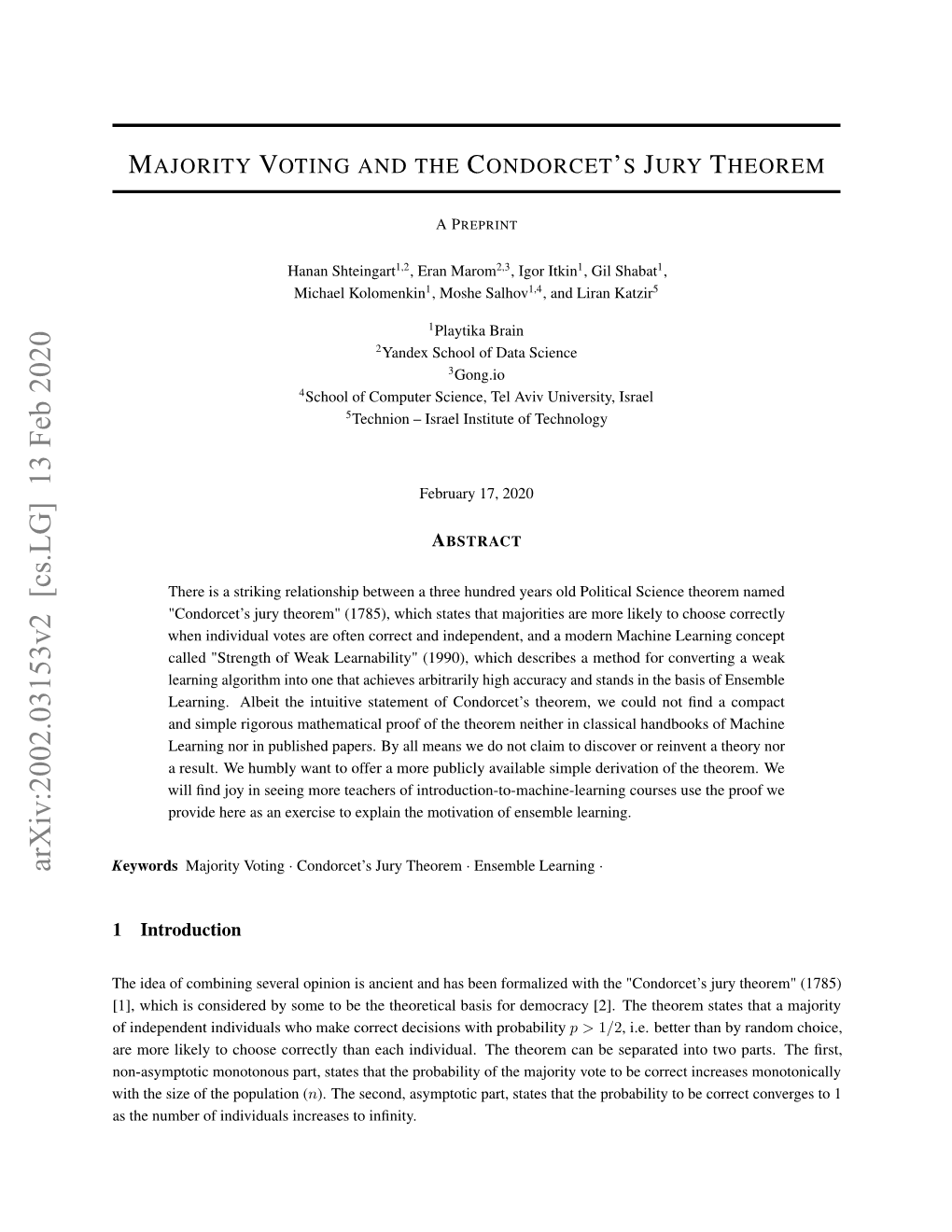 Majority Voting and the Condorcet's Jury Theorem