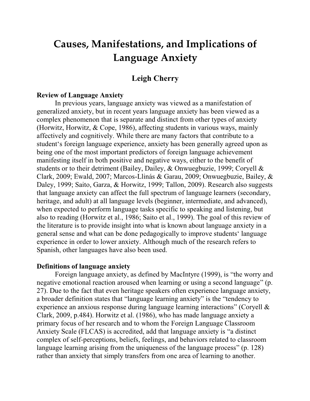 Causes, Manifestations, and Implications of Language Anxiety