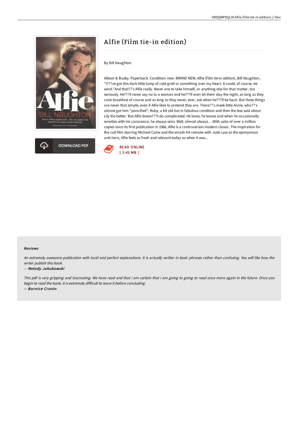 Ebook ^ Alfie (Film Tie-In Edition) / Read