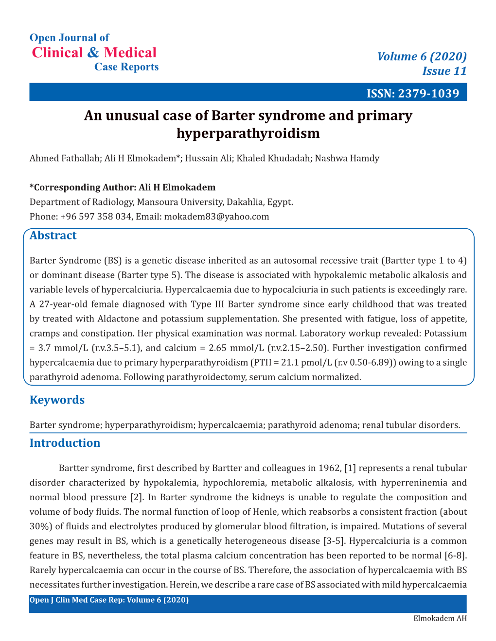 An Unusual Case of Barter Syndrome and Primary Hyperparathyroidism