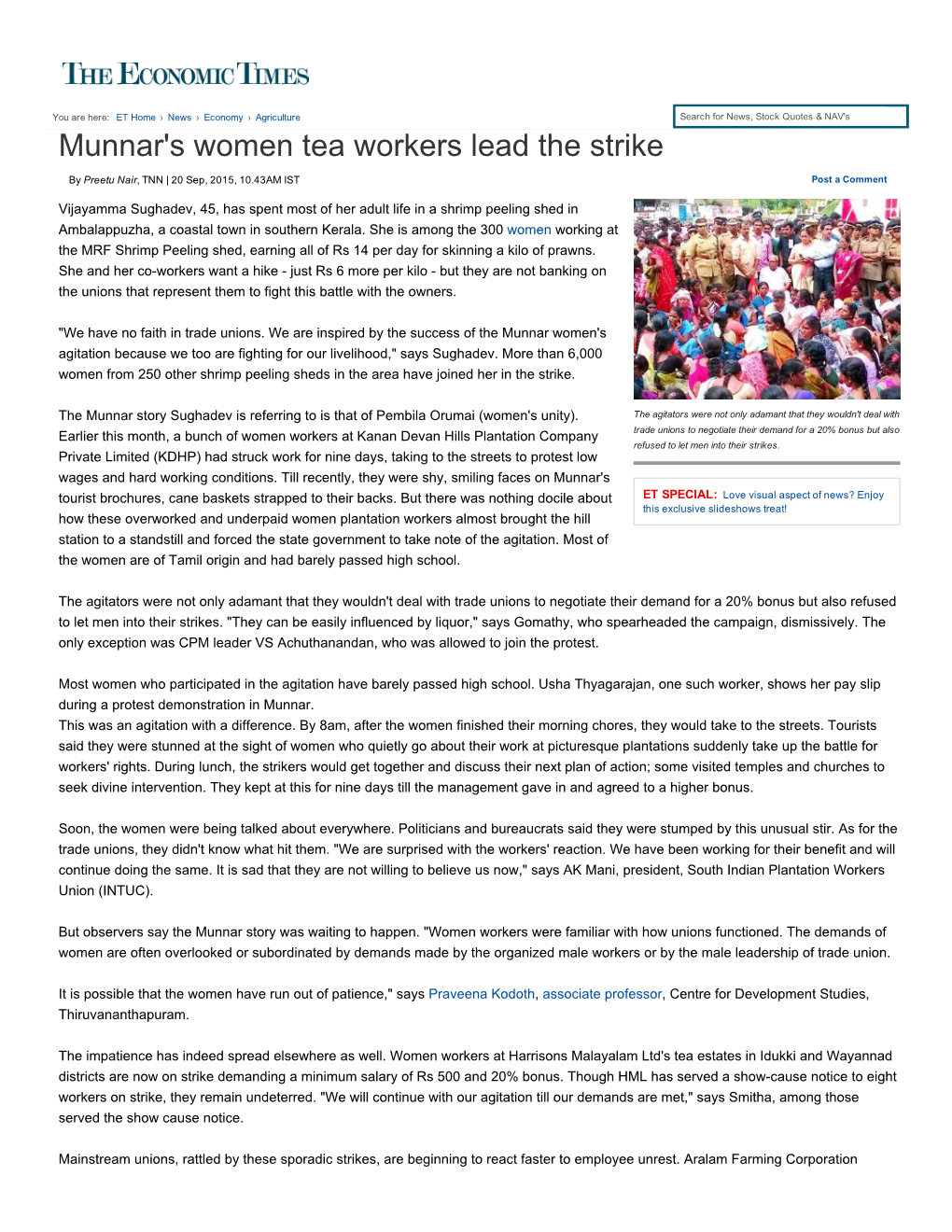 Munnar's Women Tea Workers Lead the Strike