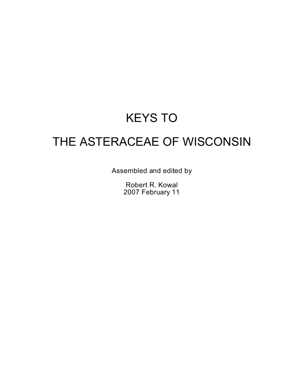 Keys to the Asteraceae of Wisconsin